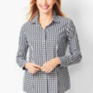 Talbots Classic Gingham Shirt- Black/White - 14W